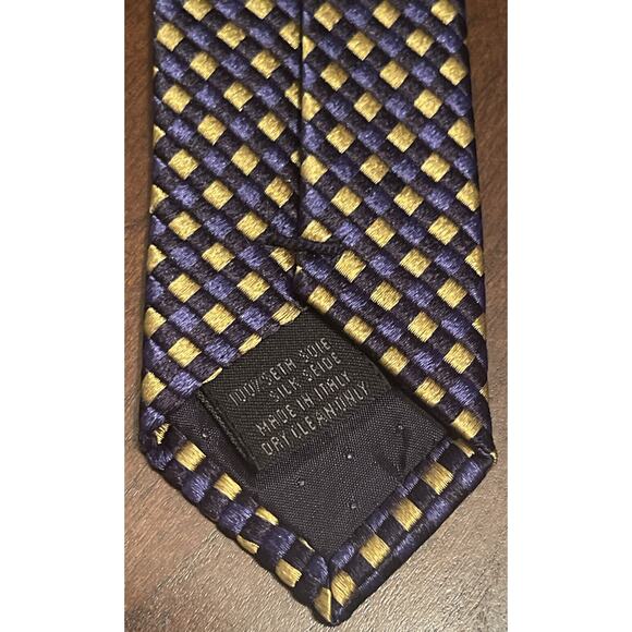 Altea Lord & Taylor Gold Blue Black 100% Silk Men’s Neck Tie Made in Italy - Picture 7 of 9